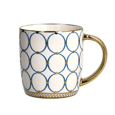 Lonček Graffiti 360ml / modri krogi / porcelan