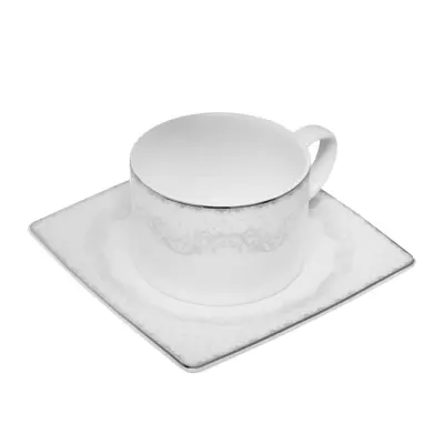 Set skodelica za čaj s podstavkom Emily Silver 220ml / 6 kos / porcelan