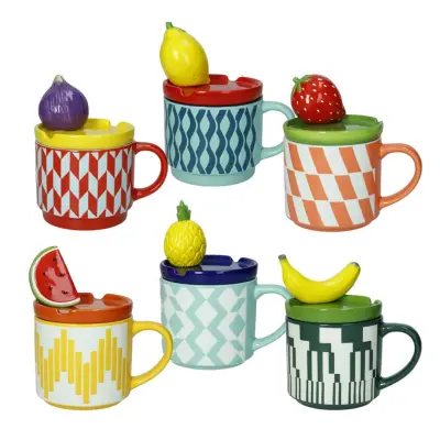 Lonček s pokrovom Sadje 450ml / več motivov / porcelan