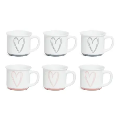 Skodelica za kavo Srce 120ml / 6 kos  / več barv / porcelan