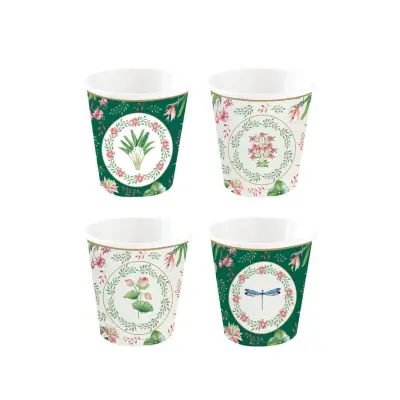 Set lonček za črno kavo Botanic Chic 100ml / 4 kos / porcelan