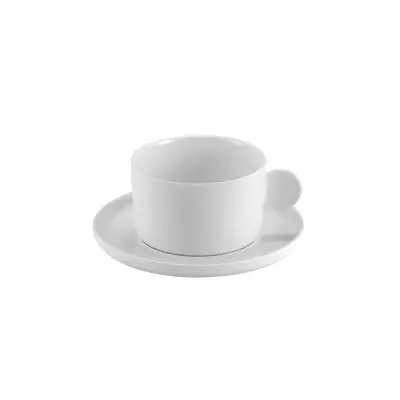 Skodelica za črno kavo s podstavkom Aphros 1000ml / bela / porcelan