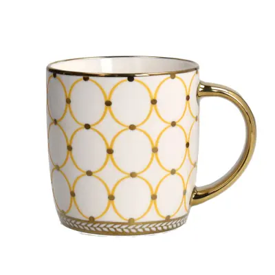 Lonček Graffiti 360ml / rumeni krogi / porcelan