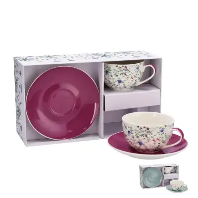 Set skodelica za čaj Floral 250ml / 2 kos / več barv / porcelan