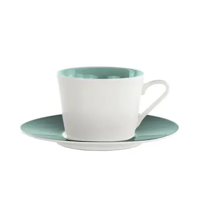 Set skodelica za čaj s podstavkom Loop Petrol 270ml / 6 kos / zeleno-modra / porcelan