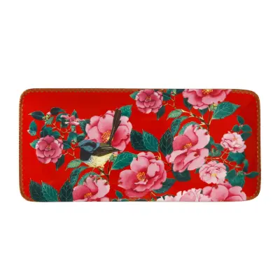 Servirni krožnik Teas&C's Silk Road 33x15cm / pravokoten / rdeč / porcelan