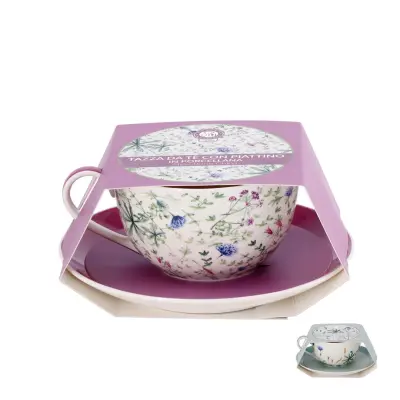 Skodelica za čaj Floral 250ml / več barv / porcelan