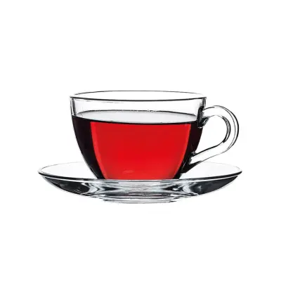 Set skodelica za čaj s podstavkom Basic 240ml / 6 kos / steklo