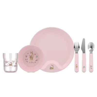 Otroški jedilni set Mio Fairy Garden / 6-delni / inox, plastika