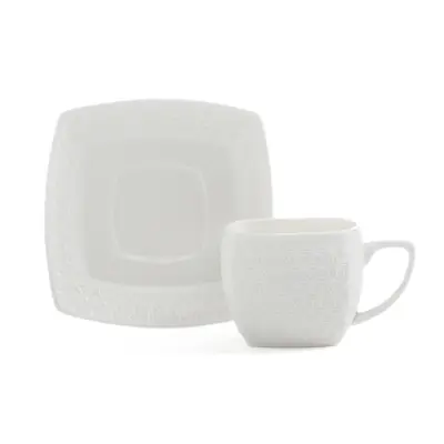 Skodelica za črno kavo s podstavkom Margherita 90ml / bela / porcelan