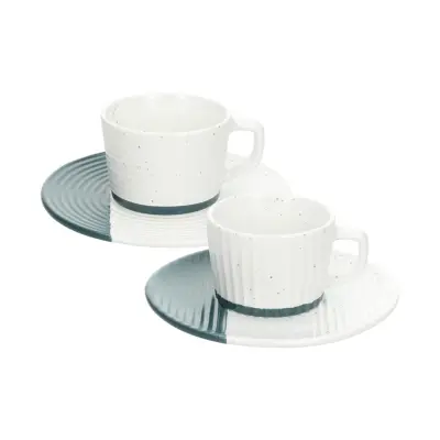 Skodelica za črno kavo s podstavkom Rice 90ml / 2 kos / modra / porcelan