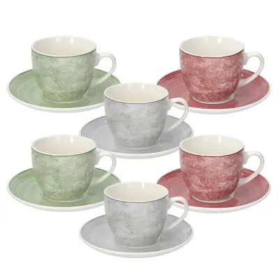 Set skodelica za čaj s podstavkomPetra 200ml / 6 kos / porcelan