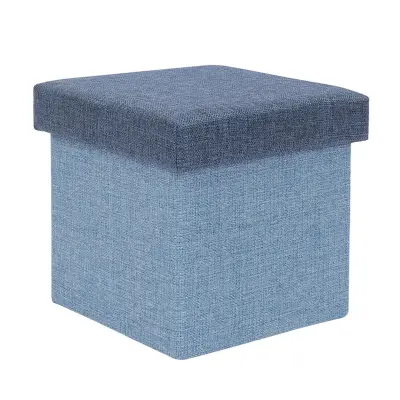 Zložljiv tabure s pokrovom 25x25xh25cm / moder / poliester, mdf