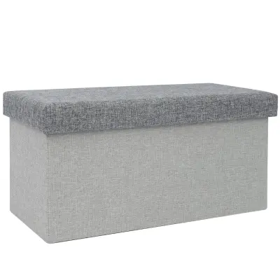 Zložljiv tabure s pokrovom 60x30xh30cm / siv / poliester, mdf