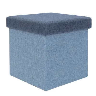 Zložljiv tabure s pokrovom 33x33xh33cm / moder / poliester, mdf