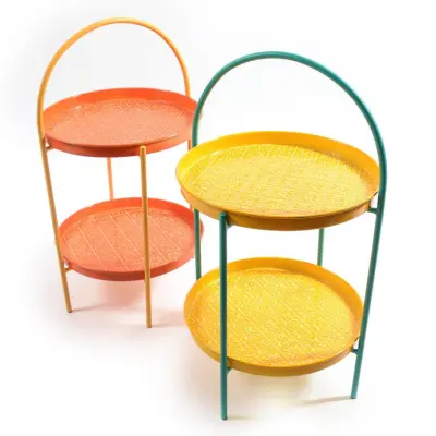 Servirno stojalo, etažer 2-nadstropno Retro 33xh58cm / več barv / kovina