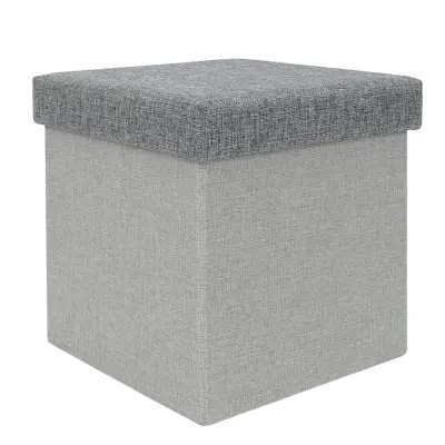 Zložljiv tabure s pokrovom 33x33xh33cm / siv / poliester, mdf