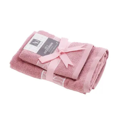 Set brisača Veiga 55x40 in 100x55cm / 2 kos / roza / bombaž