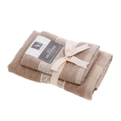 Set brisača Veiga 55x40 in 100x55cm / 2 kos / rjava / bombaž