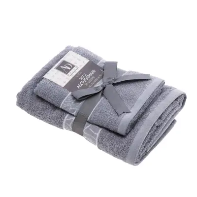 Set brisača Veiga 55x40 in 100x55cm / 2 kos / siva / bombaž