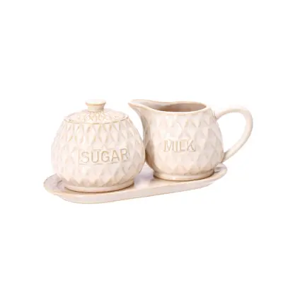 Set sladkornica in vrček za mleko Rustika / porcelan