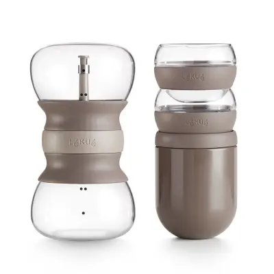 Calm set 4-delni čajnik infuzor + 2kos skodelica čaj + doza h9cm / steklo, silikon, inox