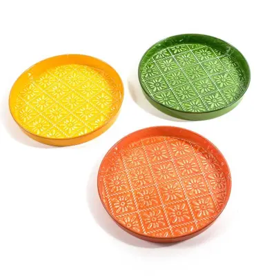 Pladenj Retro 20,5cm / okrogel / več barv / kovina
