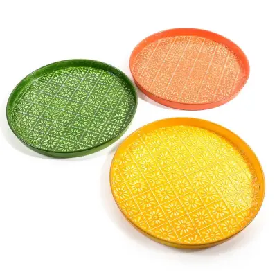 Pladenj Retro 31cm / okrogel / več barv / kovina