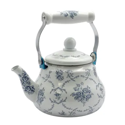 Čajnik s cedilom Modre vrtnice 1,5l / indukcija / emajl, inox