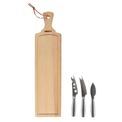 Set okrogla deska za rezanje+noži za sir Amigo 44x11cm / les, inox