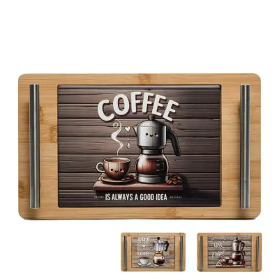 Pladenj Coffee 30x18xh4,5cm / več barv / les, keramika, inox