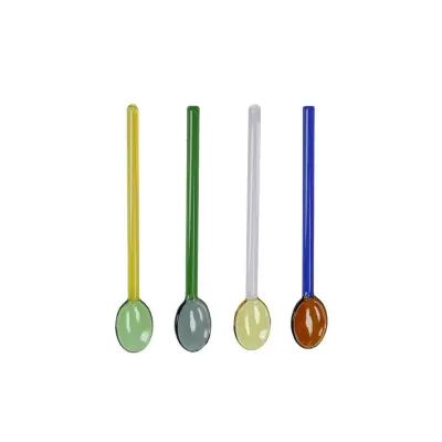 Set kavne žličke Rainbow 18cm / 4 kos / steklo