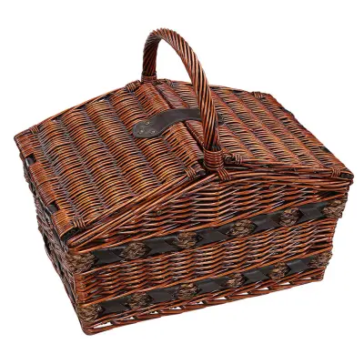 Piknik košara Lugano set 4 krožniki+pribor 47x31xh40cm / za 4 osebe / les, tekstil