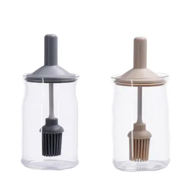 Doza s čopičem za olje 7xh14cm / več barv / steklo, PVC