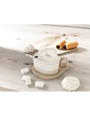 Campo ai Fiori sladkornica oblika srce 14,5x12xh7 / porcelan, les