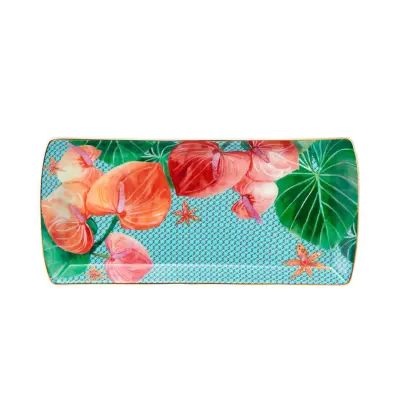 Servirni krožik Tropicana 25,5x11,50cm / pravokoten / moder / porcelan