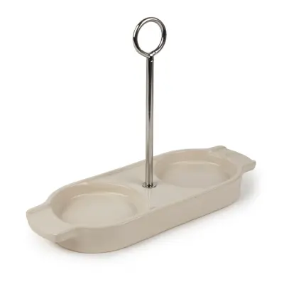 2-delni podstavek za mlinček Linea Ecru 21,2xh16cm / bež / keramika, inox