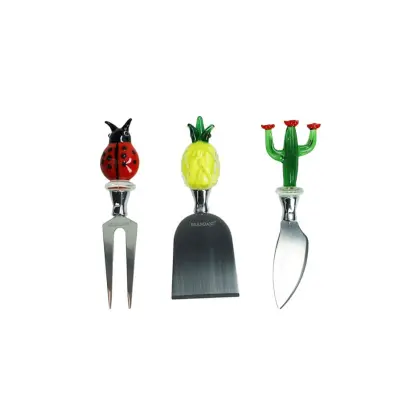 Set noži za sir Tropical / 3 kos / inox, steklo