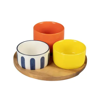 Set servirne skledice Stones 20xh9cm / 3 kos / keramika, les