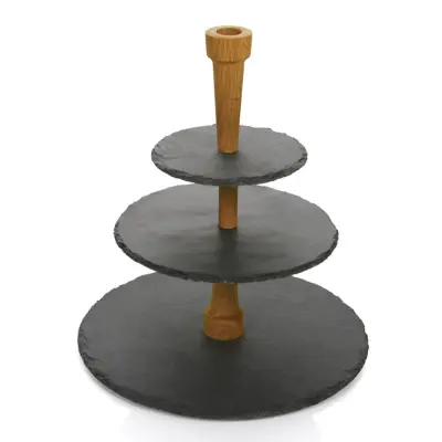3-nadstropni etažer Party Tower 30xh33cm / skrilavec, les