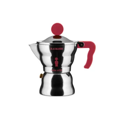 Moka kafetiera espresso / za 1 skodelico / rdeč ročaj / aluminij