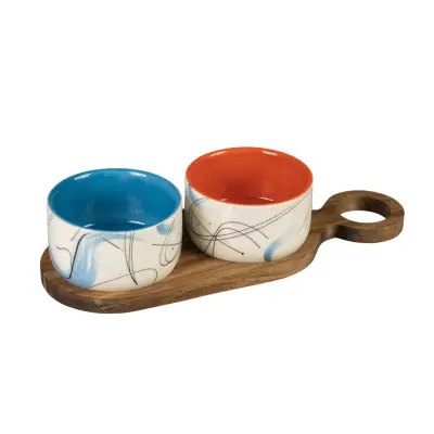 Set servirne skledice Stones 27,5x10cm / 2 kos / dekor8053617697837 / keramika, les