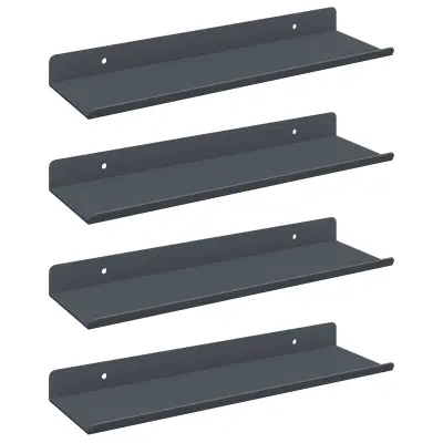 vidaXL Ležeča polica 4 pcs Antracit 30 x 9 x 2,5 cm Jeklo