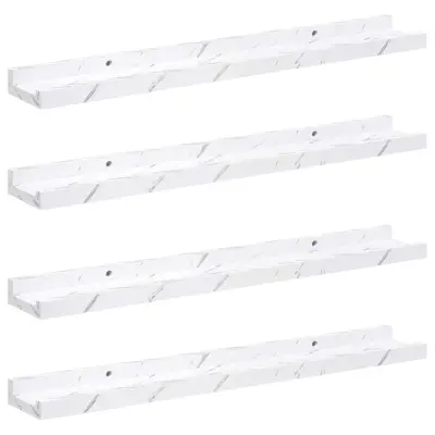 vidaXL Stenska polica 4 pcs Beli marmor 60 x 9 x 3 cm Konstruiran les