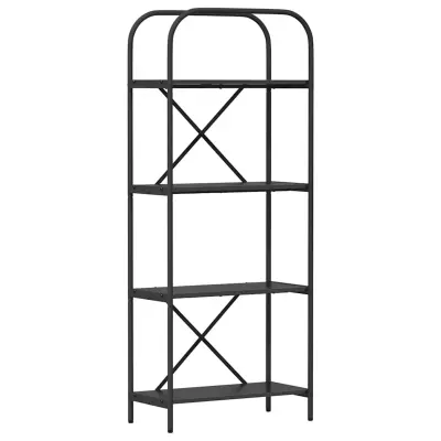 vidaXL Knjižna polica Črna Orehovina 60 x 30 x 146 cm Konstruiran les