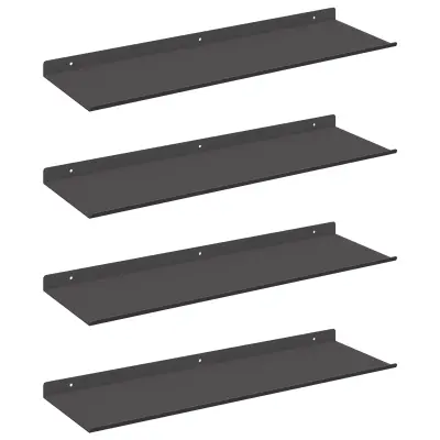 vidaXL Ležeča polica 4 pcs Črna 60 x 18 x 2,5 cm Jeklo
