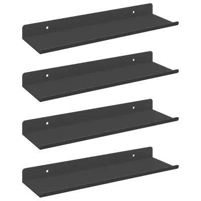 vidaXL Ležeča polica 4 pcs Črna 30 x 9 x 2,5 cm Jeklo