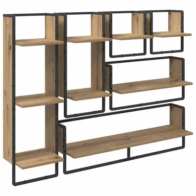 vidaXL Komplet stenskih polic 6 pcs Umetni hrast 100 x 25 x 30 cm