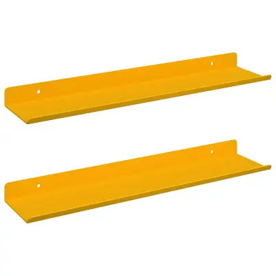 vidaXL Ležeča polica 2 pcs Gorčična rumena 40 x 8,5 x 2,5 cm Jeklo