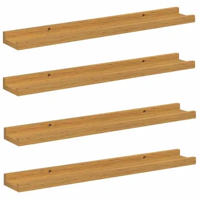 vidaXL Stenska polica s polico 4 pcs Bež 60 x 9 x 3 cm Konstruiran les